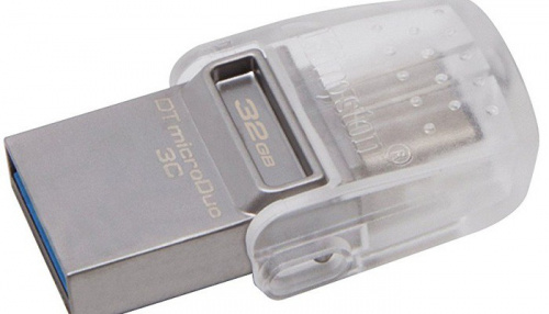 Флеш-накопитель Kingston USB 3.0/3.1 Type-A/Type-C microDuo 3C 32Gb серебро