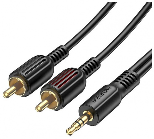 Аудио-кабель Borofone BL11 AUX jack 3.5 - 2RCA тюльпаны 1.5м черный Аудио-кабель Borofone BL11 AUX jack 3.5 - 2RCA тюльпаны 1.5м черный