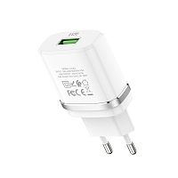 Сетевое зарядное устройство Адаптер Блок питания HOCO C12Q USB QC3.0 18W белое