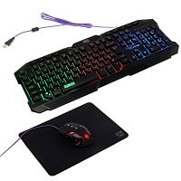 Набор проводной игровой Qumo Mystic K58/M76 клавиатура 104+10 клавиш+мышь+коврик, подсветка