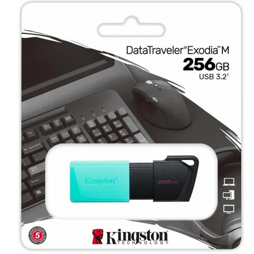 Флеш-накопитель Kingston Exodia M USB 3.2 бирюзовый с черным 256Gb фото 2
