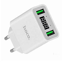 Сетевое зарядное устройство Адаптер Блок питания HOCO C25A LED 2USB 2.2A белое