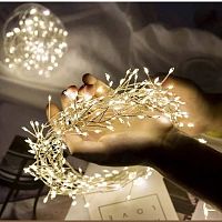 Гирлянда нить роса Хвойная лапа 10 м, LED-300, 220V, 8 режимов, теплый белый