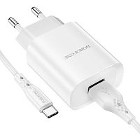 Сетевое зарядное устройство + кабель Type-C Borofone BN1 1USB 2.1A 1м белый