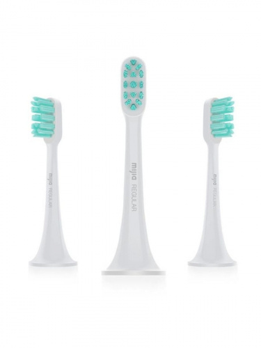 Сменные насадки для зубной щетки XIAOMI Mi Electric Toothbrush T300/T500 светло-серая 3шт зеленая щетина RU Сменные насадки для зубной щетки XIAOMI Mi Electric Toothbrush T300/T500 светло-серая 3шт зеленая щетина RU