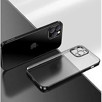 Чехол накладка для iphone 13 (6.1) SULADA Color силикон прозрачный матовый с черным бампером