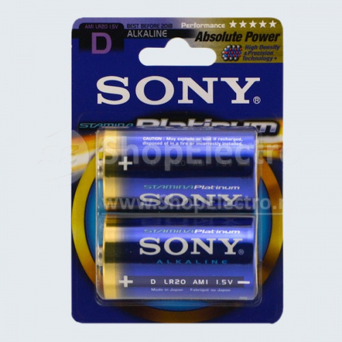 Батарейка Sony алкалиновая LR20 Stamina Platinum (D) Батарейка Sony алкалиновая LR20 Stamina Platinum (D)
