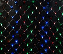 Гирлянда светодиодная сетка 1,5x1,5 м, провод прозрачный, LED-160, 220V, 8 режимов, разноцветная