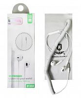 Наушники X-HANZ HD-HT350 "пружинки" с микрофоном белые