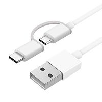Кабель для зарядки 2 в 1 Micro USB/Type-C USB XIAOMI 100см белый RU