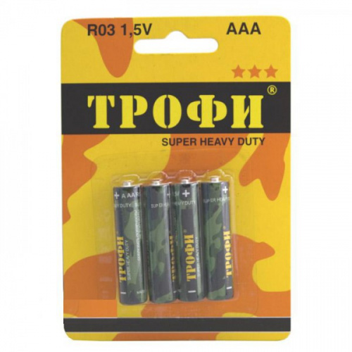 Батарейка Трофи солевая R03-4S Heavy duty Классика Батарейка Трофи солевая R03-4S Heavy duty Классика