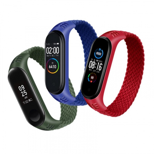 Ремешок для Mi Band 5/Mi Band 6 Red Line плетеный нейлоновый эластичный черный фото 2 Ремешок для Mi Band 5/Mi Band 6 Red Line плетеный нейлоновый эластичный черный фото 2