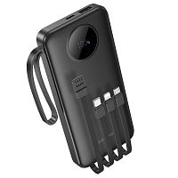 Внешний аккумулятор повербанк Power bank Borofone BJ53 10000mAh с 4 встроенными кабелями и дисплеем черный