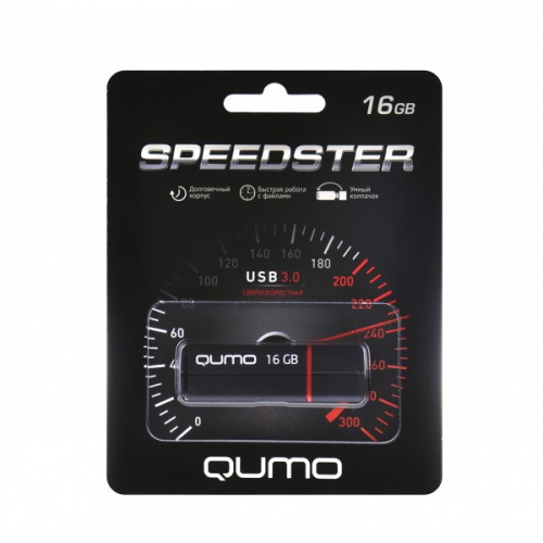 Флеш-накопитель QUMO Speedster USB 3.0 черный 16Gb 
