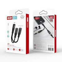 Адаптер переходник для наушников iphone с Lightning на Jack 3.5+Lightning xomobile NB181B черный