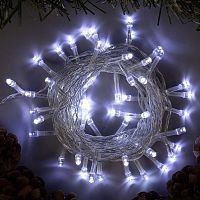 Гирлянда 5 м, IP20, прозрачная нить, 50 LED, свечение белое, 8 режимов, 220 В (3556756)