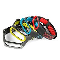 Ремешок для Mi Band 5/Mi Band 6/Mi Band 7 Sport черно-белый с белым ободком 