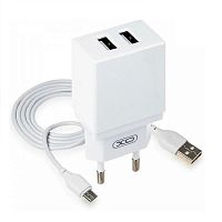 Сетевое зарядное устройство + кабель Micro USB xomobile L65 2USB 2.4A белый