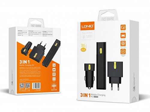 Комплект 3 в 1 LDNIO CC200 АЗУ+СЗУ+Аккумулятор 2600mAh 2A Black фото 5