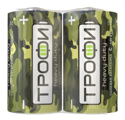 Батарейка Трофи солевая R14-2S Heavy duty Классика Батарейка Трофи солевая R14-2S Heavy duty Классика