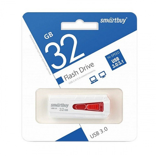 Флеш-накопитель Smartbuy IRON USB 3.0/3.1 бело-красная 32Gb Флеш-накопитель Smartbuy IRON USB 3.0/3.1 бело-красная 32Gb