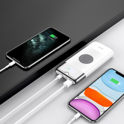 Внешний аккумулятор повербанк Power bank HOCO J63 10000mAh PD 20W + QC3.0 с беспроводной зарядкой белый фото 3