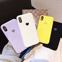 Чехол накладка для Samsung A40/A405 силикон желтый с сердечком в блистере
