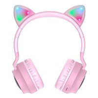 Наушники беспроводные накладные HOCO W27 Cat ear с ушками розовые