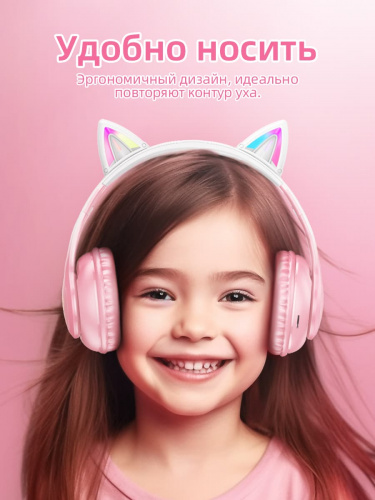 Наушники беспроводные накладные HOCO W42 Cat ear с ушками Cherry blossom цветущая вишня фото 3 Наушники беспроводные накладные HOCO W42 Cat ear с ушками Cherry blossom цветущая вишня фото 3