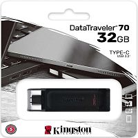 Флеш-накопитель Kingston DT70 USB 3.2 Type-C 32Gb черный
