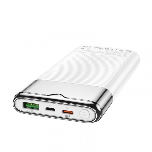 Внешний аккумулятор повербанк Power bank HOCO J63 10000mAh PD 20W + QC3.0 с беспроводной зарядкой белый фото 2