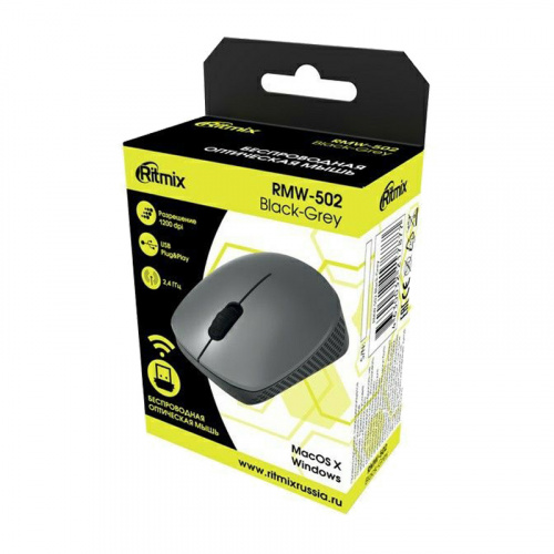 Мышь беспроводная Ritmix RMW-502 черно-серая фото 3 Мышь беспроводная Ritmix RMW-502 черно-серая фото 3