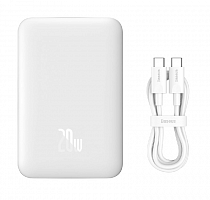 Внешний аккумулятор повербанк Power bank Baseus Magnetic Mini 10000mAh PD 20W с магнитом для magsafe белый PPCX030002