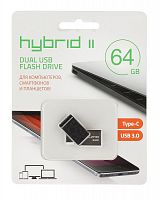 Флеш-накопитель QUMO Hybrid 2 USB 3.0 2 коннектора для подкл (OTG Type-C/USB) 64Gb