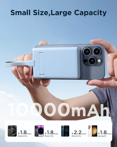 Внешний аккумулятор повербанк Power bank Joyroom JR-PBM01 10000mAh PD 20W с магнитом для magsafe зеленый фото 3 Внешний аккумулятор повербанк Power bank Joyroom JR-PBM01 10000mAh PD 20W с магнитом для magsafe зеленый фото 3