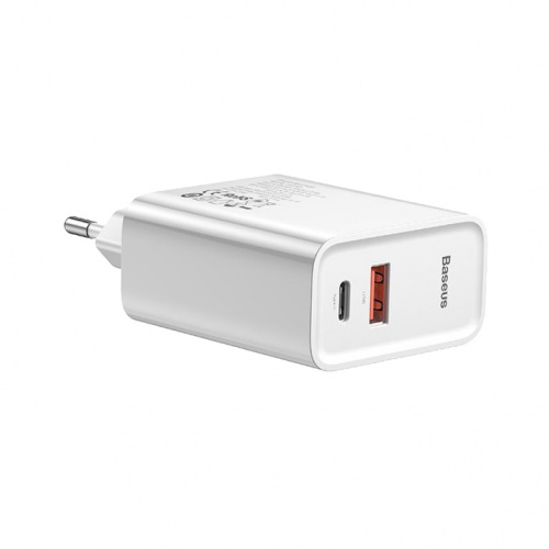 Сетевое зарядное устройство Адаптер Блок питания Baseus Speed PD 30W+QC3.0 Type-C USB-C+USB белое CCFS-C02 фото 7