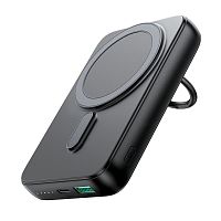 Внешний аккумулятор повербанк Power bank Joyroom JR-W050 Mini 10000mAh PD 20W с магнитом для magsafe с кольцом-держателем черный