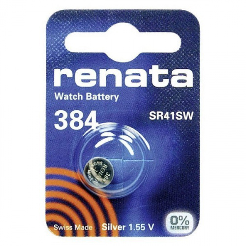 Батарейка Renata R384 SR41SW серебряно-цинковая часовая Батарейка Renata R384 SR41SW серебряно-цинковая часовая