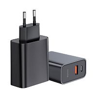 Сетевое зарядное устройство Адаптер Блок питания Baseus Speed PD 30W+QC3.0 Type-C USB-C+USB черное CCFS-C01