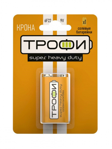 Батарейка Трофи Крона солевая 6F22-1BL Батарейка Трофи Крона солевая 6F22-1BL