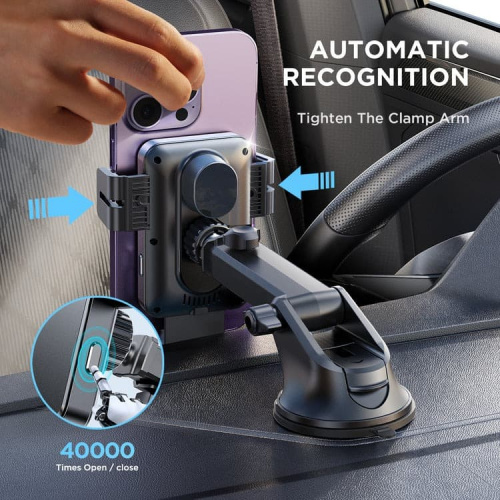 Автомобильный держатель для телефона Joyroom JR-ZS219 Electric с беспроводной зарядкой 15W на панель черный фото 2