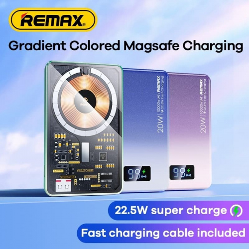 Внешний аккумулятор повербанк Power bank Remax RPP-531 10000mAh PD 20W + QC 22.5W с магнитом для magsafe синий фото 6