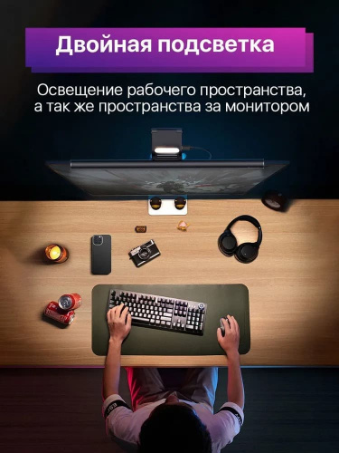 Лампа для монитора Светильник Baseus Baseus i-wok2 Series USB Asymmetric Light Source Screen Hanging Light (Youth) DGIW000101 черный фото 13