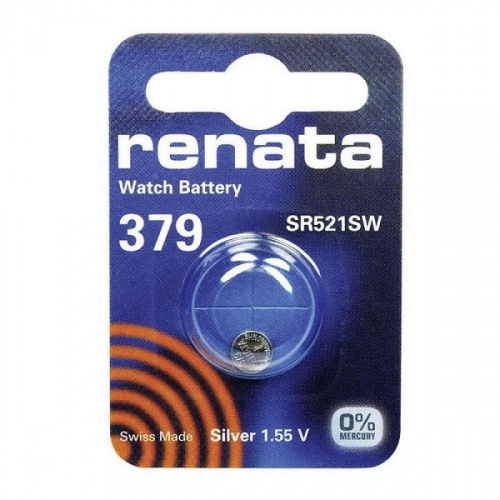 Батарейка Renata R379 SR521 серебряно-цинковая часовая Батарейка Renata R379 SR521 серебряно-цинковая часовая