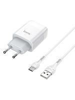 Сетевое зарядное устройство + кабель Type-C HOCO C73A 2USB 2.4A белый
