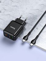 Сетевое зарядное устройство Адаптер Блок питания HOCO N5 PD 20W+QC3.0 / Type-C USB-C+USB черное