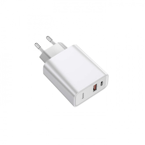 Сетевое зарядное устройство Адаптер Блок питания Baseus Speed PD 30W+QC3.0 Type-C USB-C+USB белое CCFS-C02 фото 2