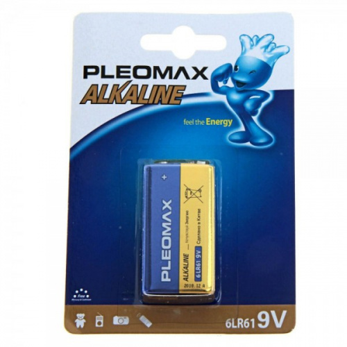 Батарейка Pleomax Крона алкалиновая 6LR61-1BL Батарейка Pleomax Крона алкалиновая 6LR61-1BL