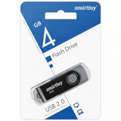 Флеш-накопитель Smartbuy Twist черный 4Gb фото 2 Флеш-накопитель Smartbuy Twist черный 4Gb фото 2
