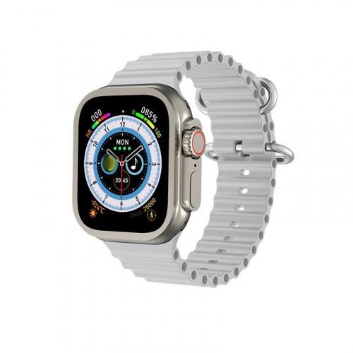 Смарт-часы Wearfit Pro HW8 Ultra Max 49mm серый металл с светлым ремешком Смарт-часы Wearfit Pro HW8 Ultra Max 49mm серый металл с светлым ремешком